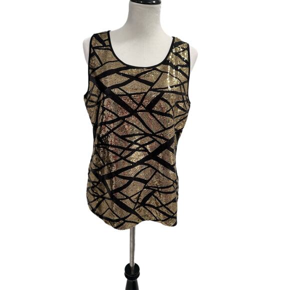 Chico's Tops - Addictions by Chico Black Tank Top Gold Love Timeless Size 2